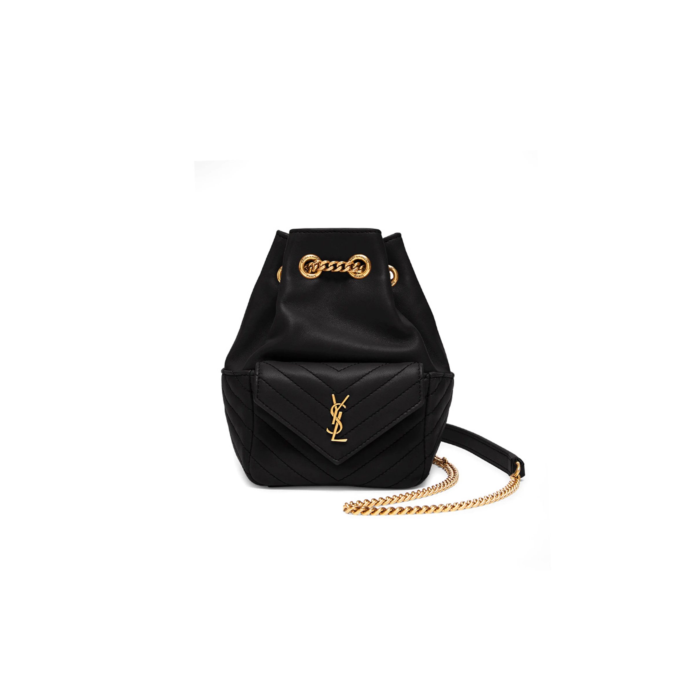Y*L lambskin matelasse monogram joe nano bucket bag black (18*13*10cm)